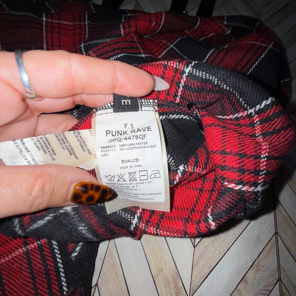 Punk Rave Red Black Plaid‎ Suspender Mini Skirt S Emo Retro Flannel Goth Punk - Picture 3 of 9